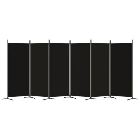 6-Panel Room Divider Black 520x180 cm Fabric