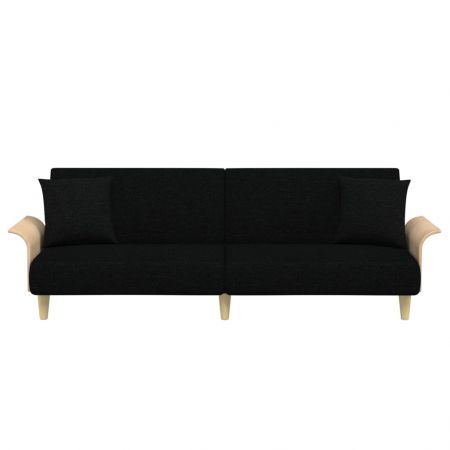 Sofa Bed with Armrests Black Fabric