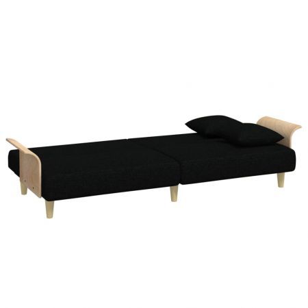 Sofa Bed with Armrests Black Fabric