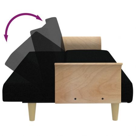 Sofa Bed with Armrests Black Fabric