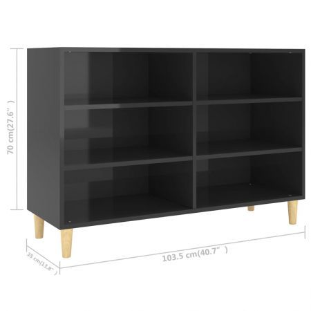 Sideboard High Gloss Black 103.5x35x70 cm Engineered Wood