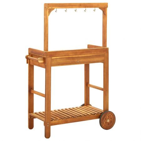 Garden Kitchen Trolley Solid Wood Acacia 92x43.5x141.5 cm