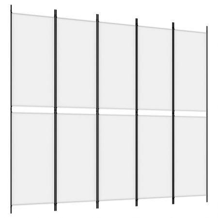 5-Panel Room Divider White 250x220 cm Fabric