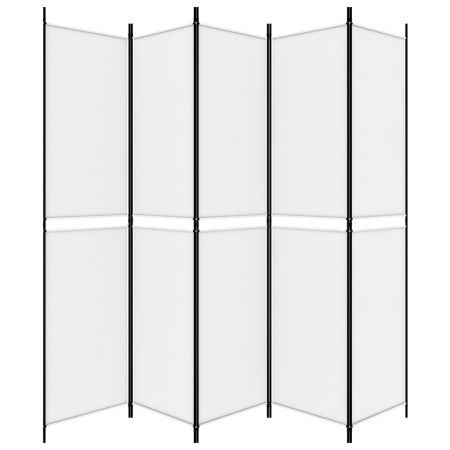 5-Panel Room Divider White 250x220 cm Fabric