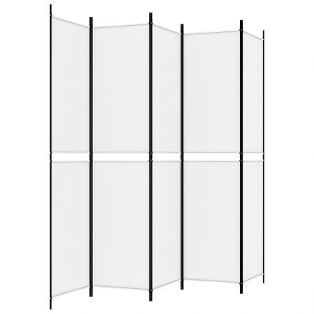 5-Panel Room Divider White 250x220 cm Fabric