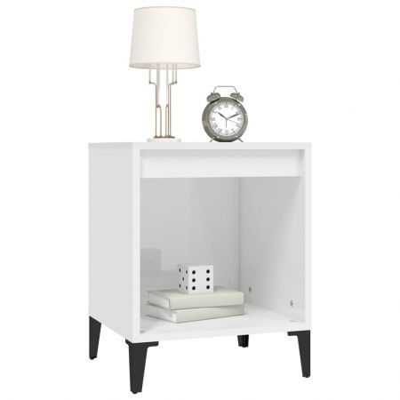 Bedside Cabinet High Gloss White 40x35x50 cm