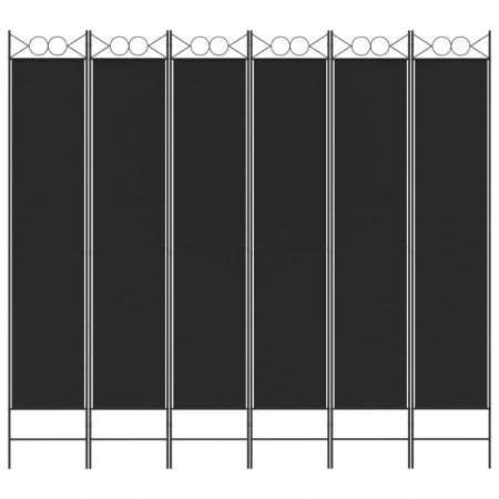 6-Panel Room Divider Black 240x220 cm Fabric