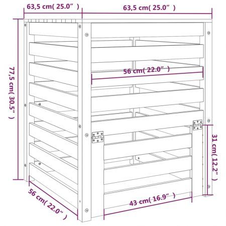 Composter 63.5x63.5x77.5 cm Solid Wood Pine