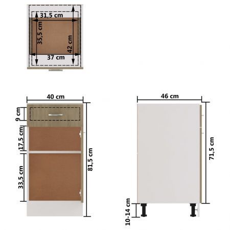 Drawer Bottom Cabinet Sonoma Oak 40x46x81.5 cm Engineered Wood