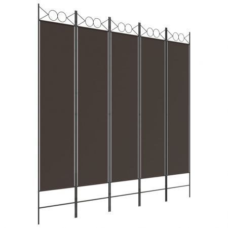 5-Panel Room Divider Brown 200x200 cm Fabric