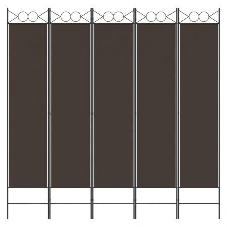 5-Panel Room Divider Brown 200x200 cm Fabric