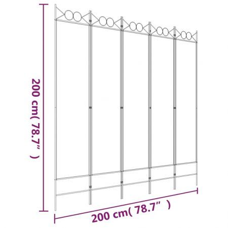 5-Panel Room Divider Brown 200x200 cm Fabric