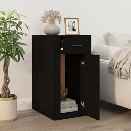 Desk Cabinet Black 40x49x75 cm Engineered Wood