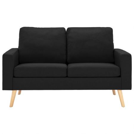 2-Seater Sofa Black Fabric