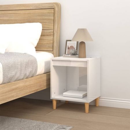 Bedside Cabinet High Gloss White 40x35x50 cm Engineered Wood