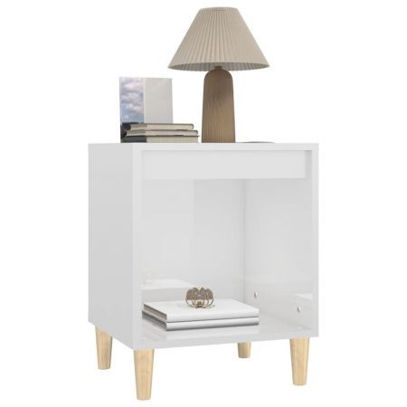 Bedside Cabinet High Gloss White 40x35x50 cm Engineered Wood