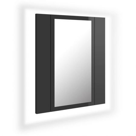 LED Bathroom Mirror Cabinet High Gloss Grey 40x12x45 cm Acrylic