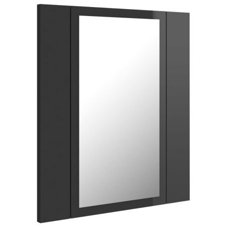 LED Bathroom Mirror Cabinet High Gloss Grey 40x12x45 cm Acrylic