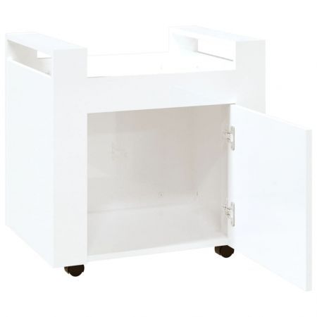 Desk Trolley High Gloss White 60x45x60 cm Engineered Wood