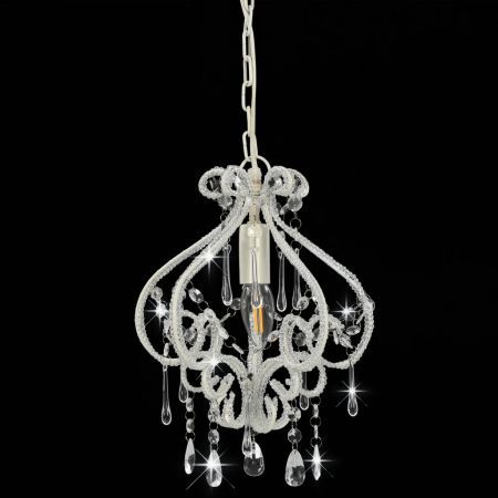 Ceiling Lamp with Beads White Round E14