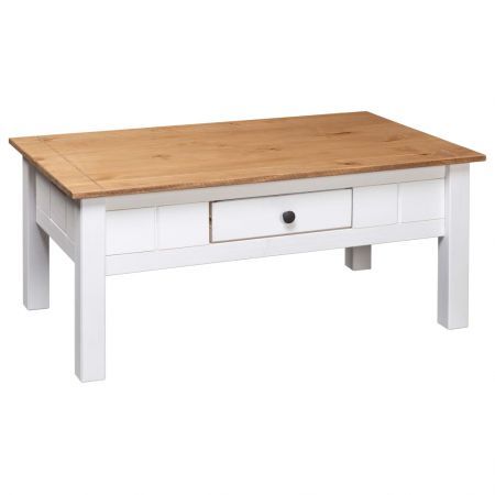 Coffee Table White 100x60x45 cm Solid Pine Wood Panama Range