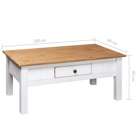 Coffee Table White 100x60x45 cm Solid Pine Wood Panama Range