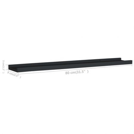 Picture Frame Ledge Shelves 2 pcs Black 80x9x3 cm MDF