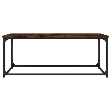 Coffee Table Smoked Oak 102x50x40 cm Engineered Wood and Iron