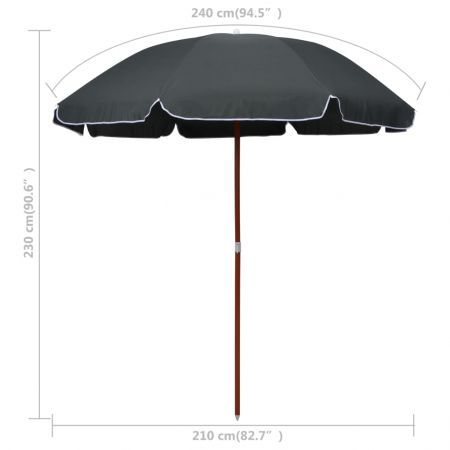 Parasol with Steel Pole 240 cm Anthracite