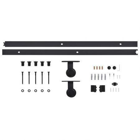 Sliding Door Hardware Kit 200 cm Steel Black