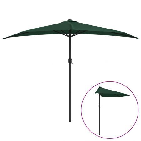 Balcony Parasol with Aluminium Pole Green 300x155 cm Half