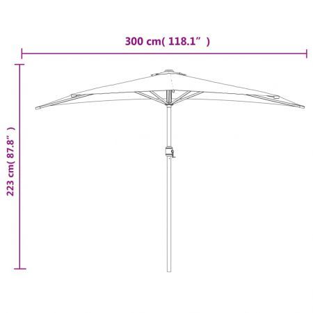 Balcony Parasol with Aluminium Pole Green 300x155 cm Half