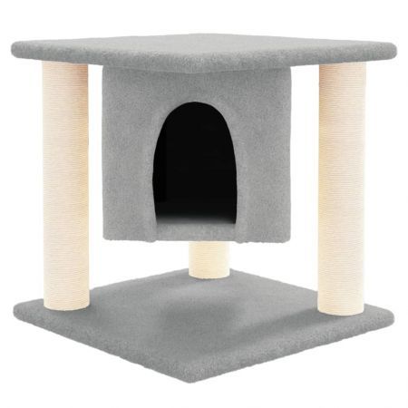 Cat Tree with Sisal Scratching Posts Light Grey 37 cm