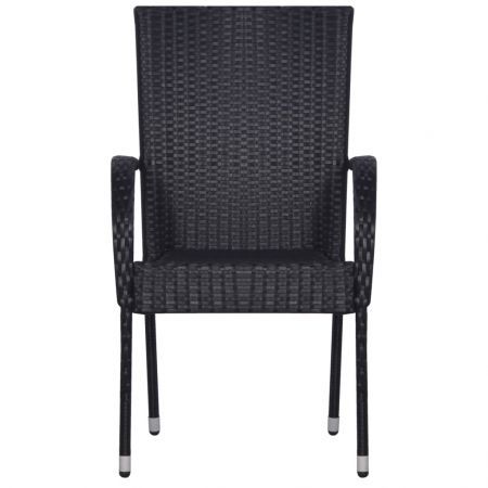 Stackable Outdoor Chairs 6 pcs Poly Rattan Black