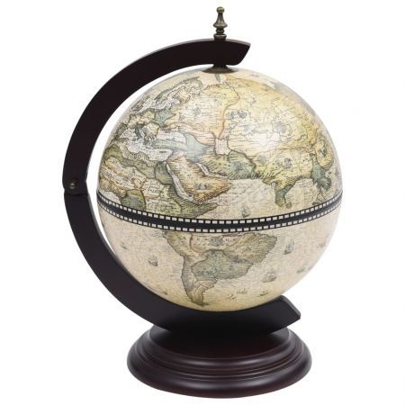 Tabletop Globe Bar Wine Stand Eucalyptus Wood Green