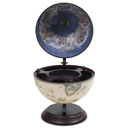 Tabletop Globe Bar Wine Stand Eucalyptus Wood Green