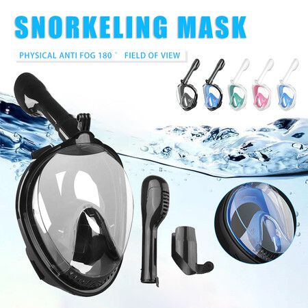 Underwater Snorkeling Mask Full Face Water Sport Scuba Diving Snorkeling Masks Wide View Anti-Fog Submarine Mask Color White And Pink Size S/M