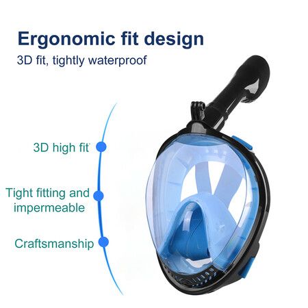 Underwater Snorkeling Mask Full Face Water Sport Scuba Diving Snorkeling Masks Wide View Anti-Fog Submarine Mask Color White And Green Size L/XL