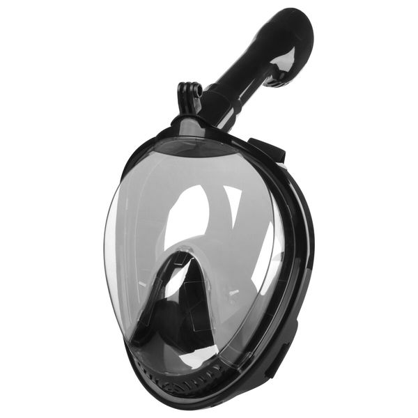 Underwater Snorkeling Mask Full Face Water Sport Scuba Diving Snorkeling Masks Wide View Anti-Fog Submarine Mask Color Black Size S/M