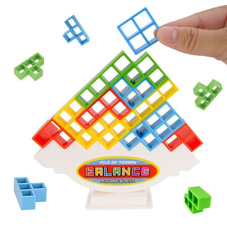 48pcs Tetra Tower Game Stacking Blocks Stack Building Blocks Balance Puzzle Board Assembly Bricks Educational Toys for Children Adults