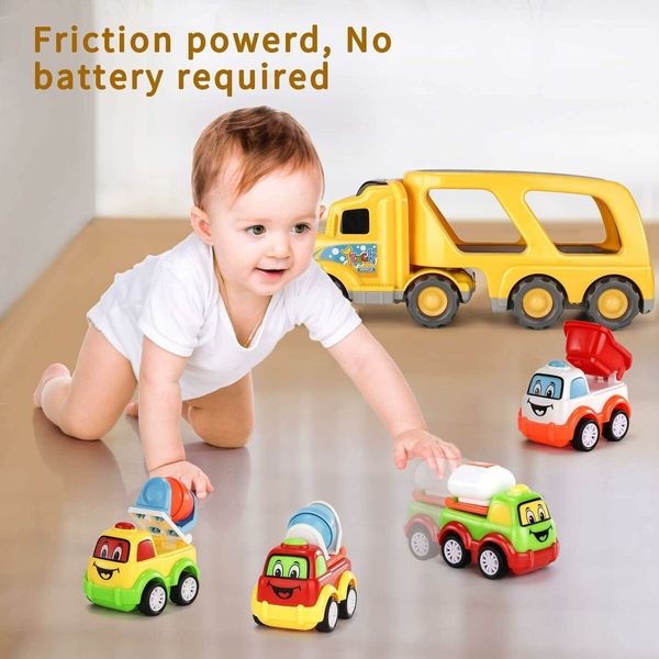 Construction Truck Toys for 3 4 5 6 Year Old Boys, Carrier Truck Cars for Toddlers