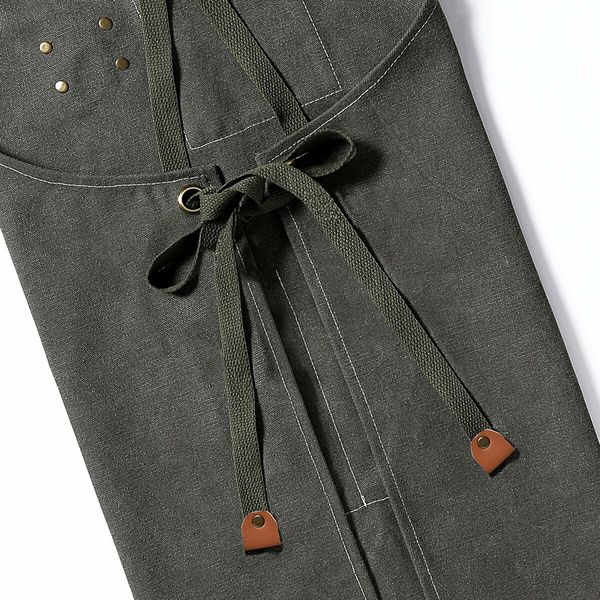 Waterproof Chef Aprons for Men Women with Large Pockets Cotton Canvas Cross Back Adjustable Work Apron Size M to XXL(Grey)