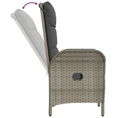 3 Piece Garden Lounge Set with Cushions Grey Poly Rattan