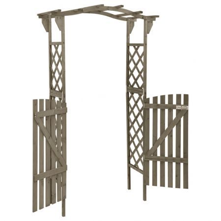 Pergola with Gate 116x40x204 cm Grey Solid Firwood