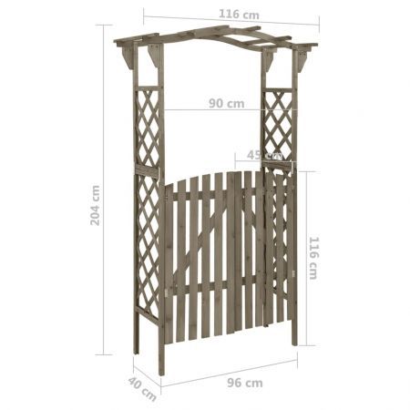 Pergola with Gate 116x40x204 cm Grey Solid Firwood