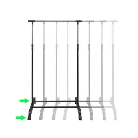 Adjustable Clothes Rack 4 Castors 1 Hanging Rail