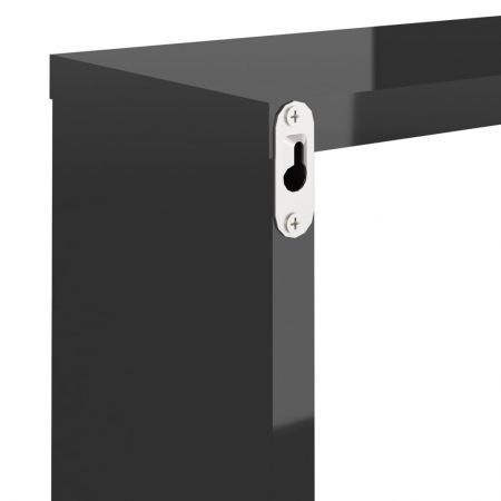 Wall Cube Shelves 2 pcs High Gloss Black 30x15x30 cm