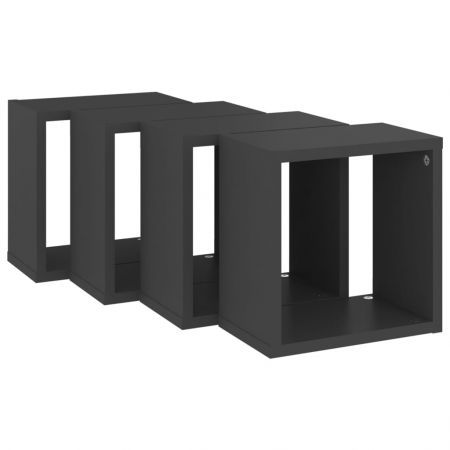 Wall Cube Shelves 4 pcs Grey 26x15x26 cm