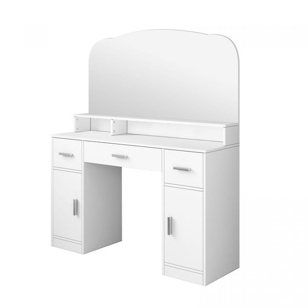 Dressing Table Vanity Mirror Dresser Makeup Desk With 3 Drawers Storage Bedroom Furniture White Modern