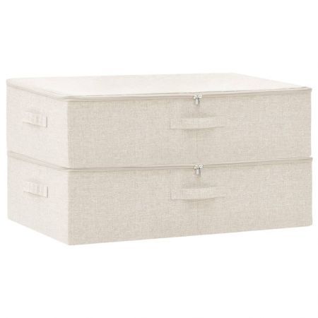 Storage Boxes 2 pcs Fabric 70x40x18 cm Cream